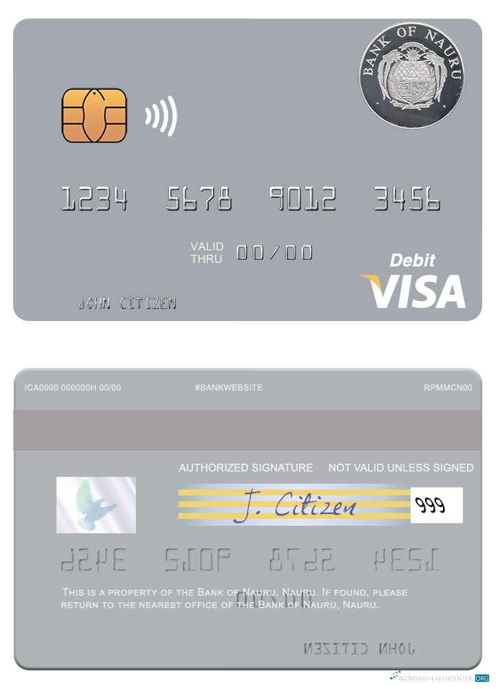 Download Nauru Bank of Nauru visa debit card Photoshop template